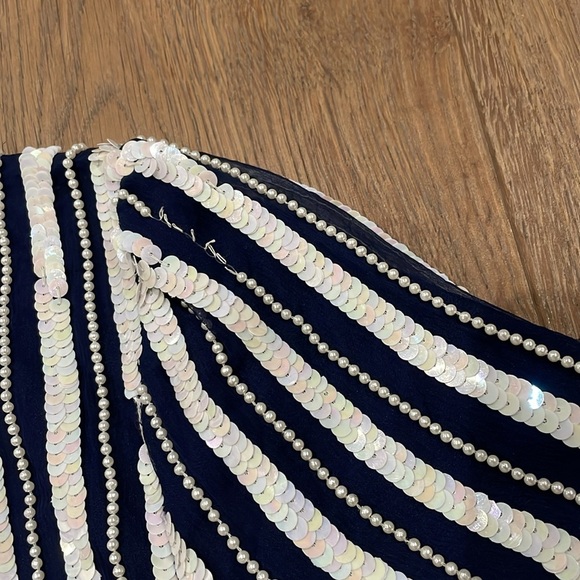 Vintage Lawrence Kazan Beautiful Beaded Sequin Blouse Top Shirt Silk Size L - Picture 9 of 13